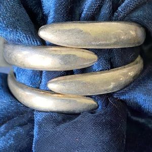 Vintage Silver Metal Spring Cuff Bracelet